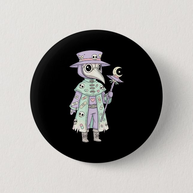 Badge Rond 5 Cm Plague Doctor Gothic Pastel Cute Moth Face Mask Oc (Devant)
