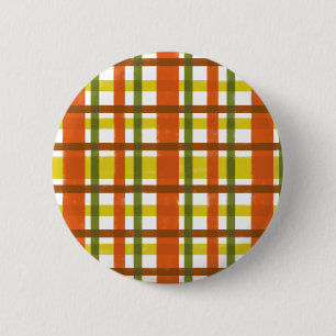 Badge Rond 5 Cm Plaid les années 70 orange jaune