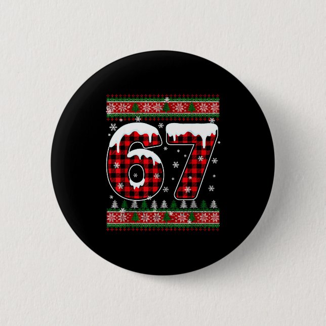 Badge Rond 5 Cm Plaid Snowflake Six Seven Christmas 67 Meme  (Devant)