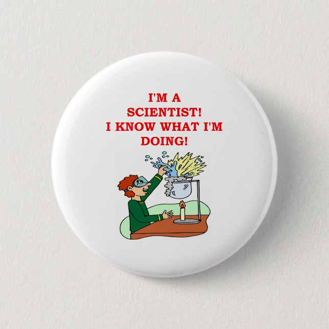 Badge Rond 5 Cm plaisanterie folle de scientifique (Devant)