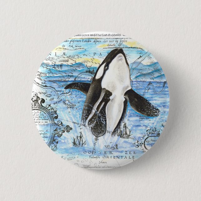 Badge Rond 5 Cm Plan Breaching Orca (Devant)