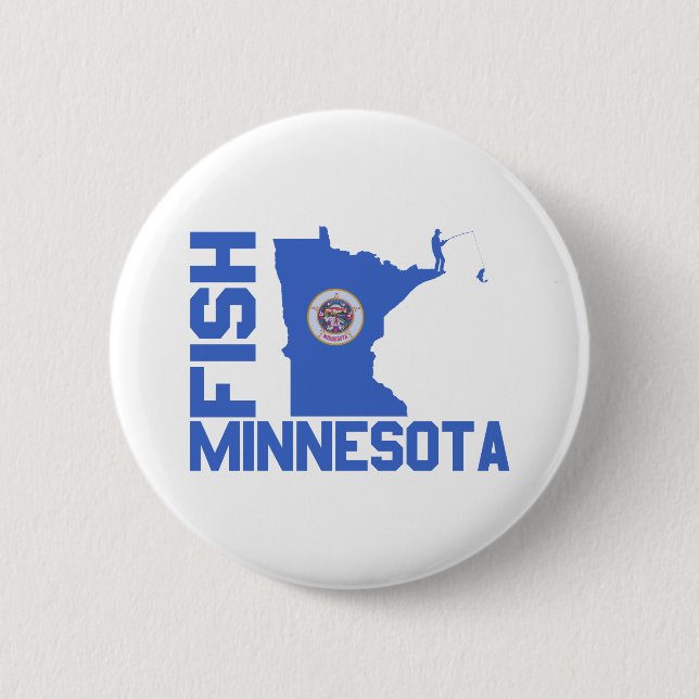 Badge Rond 5 Cm Plan de l'État du Minnesota de Poisson (Devant)