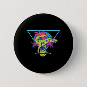 Badge Rond 5 Cm Planche à roulettes électrique moderne T-rex flott