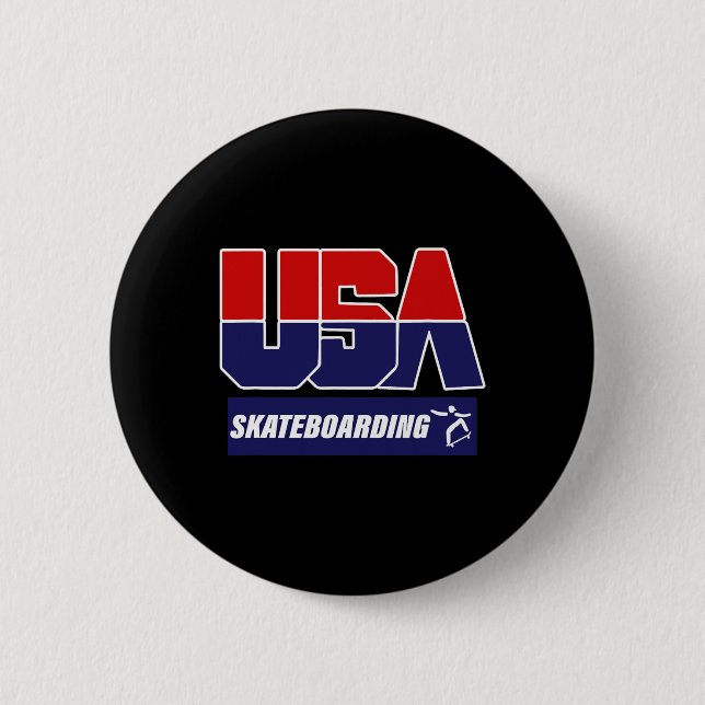 Badge Rond 5 Cm Planche à roulettes Usa  (Devant)