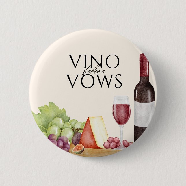 Badge Rond 5 Cm Planche de charcuterie Vino avant les Voeux Enterr (Devant)