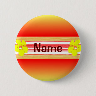 Badge Rond 5 Cm Planche de surf hawaïenne de rouge de ketmie
