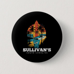 Badge Rond 5 Cm Planche de surf rétro de Sullivan en Caroline du S