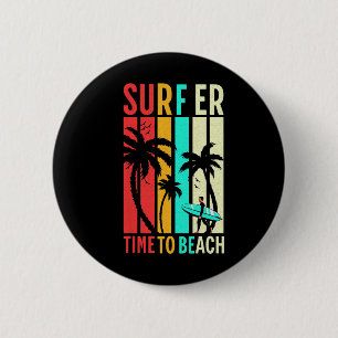 Badge Rond 5 Cm Planche de surf rétro drôle surf vintage plage
