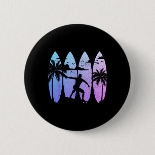 Badge Rond 5 Cm Planche de surf Surfiste Surf vintage Plage Été Su