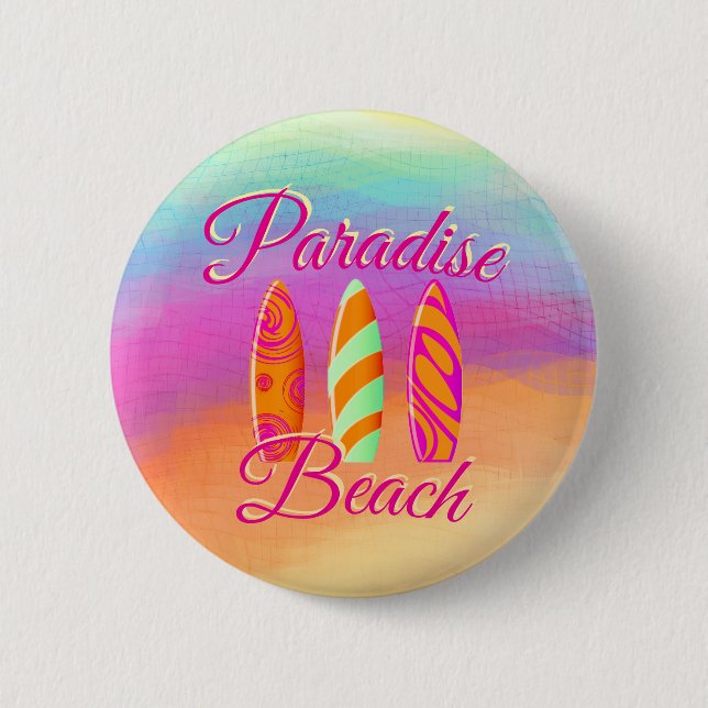 Badge Rond 5 Cm Planches de surf de Paradise Beach (Devant)