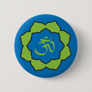 Badge Rond 5 Cm Planète OM bleu/vert Lotus d'OM