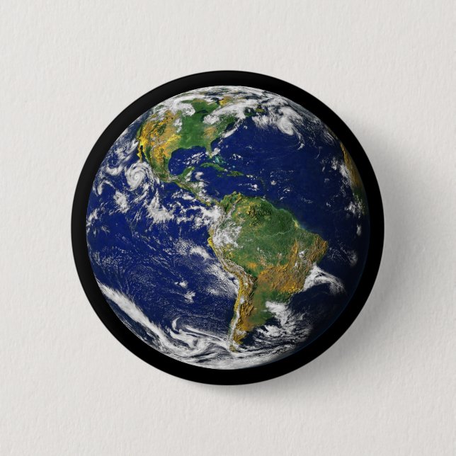 Badge Rond 5 Cm Planète Terre - Le Marbre Bleu (Les Amériques) (Devant)