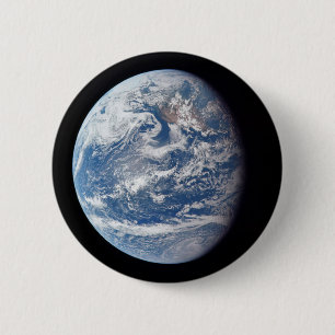 Badge Rond 5 Cm Planète Terre Prise Par L'Équipage Apollo 11.
