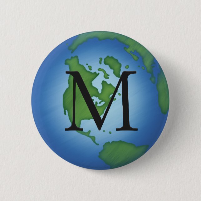 Badge Rond 5 Cm Planète verte Terre De l'environnement Monogramme (Devant)