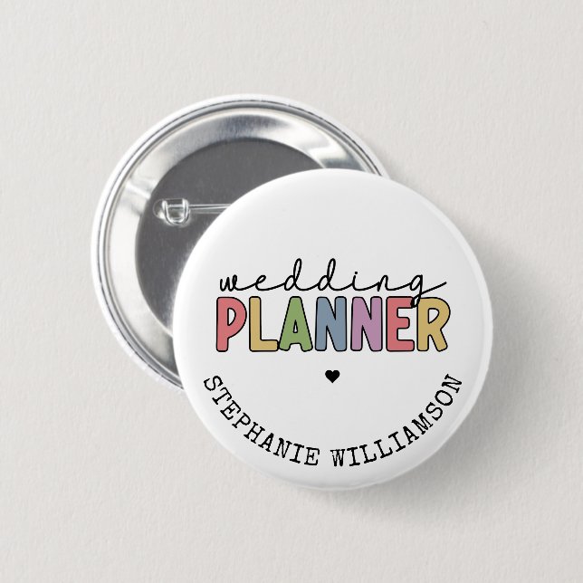 Badge Rond 5 Cm Planificateur d'événements de mariage personnalisé (Devant & derrière)