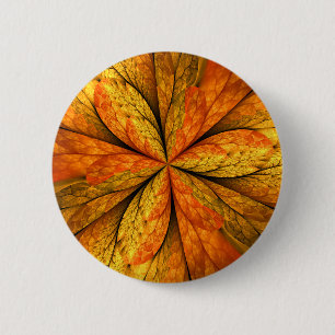 Badge Rond 5 Cm Plante d'automne, Abstrait moderne Fractal Art Lea