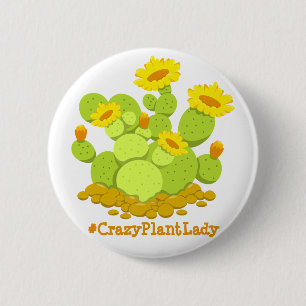 Badge Rond 5 Cm Plante folle Lady Cactus Floral Amoureux Plante