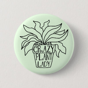 Badge Rond 5 Cm Plante folle Lady Poted Houseplant