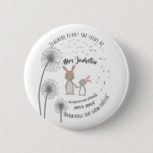 Badge Rond 5 Cm Plante la semence de la connaissance lapin lapin d
