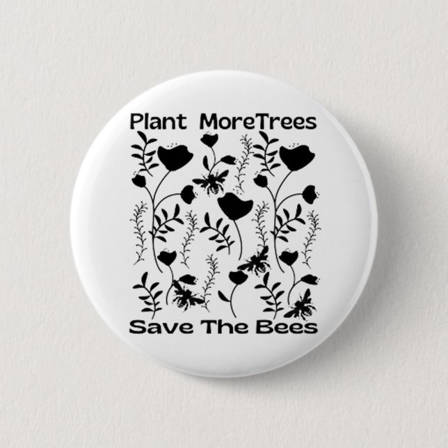 Badge Rond 5 Cm Plante Plus D'Arbres Sauvent Les Abeilles (Devant)