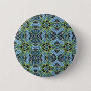 Badge Rond 5 Cm Plantes d'art abstrait géométrique turquoise