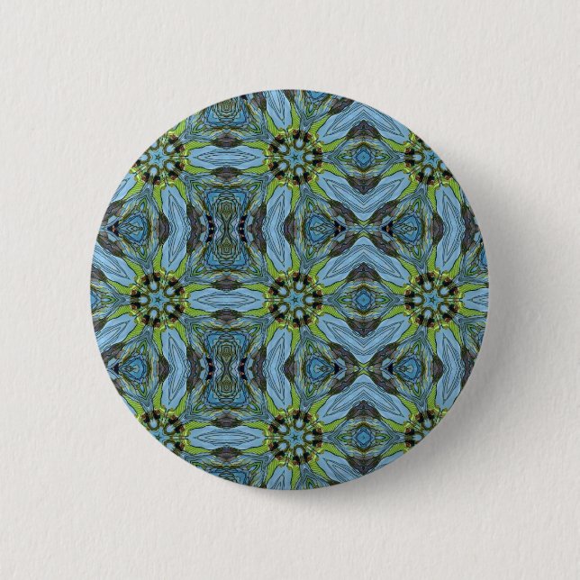 Badge Rond 5 Cm Plantes d'art abstrait géométrique turquoise (Devant)