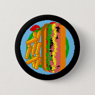 Badge Rond 5 Cm Plat de pixel de Wienerwurst