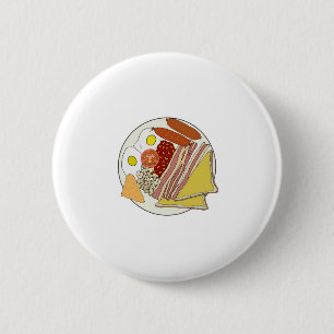 Badge Rond 5 Cm Plat frit de petit déjeuner anglais