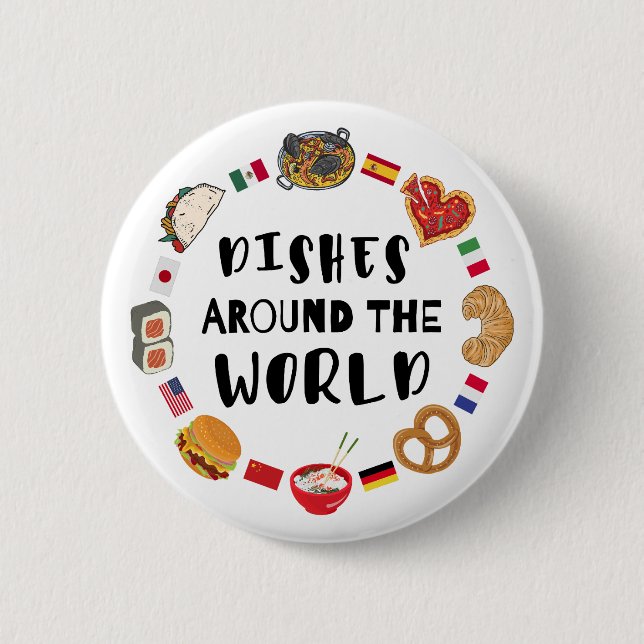 Badge Rond 5 Cm Plats du monde entier (Devant)