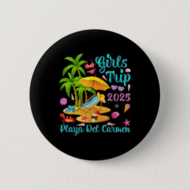 Badge Rond 5 Cm Playa Del Carmen Beach Mexico Summer Girls Trip 20 (Devant)