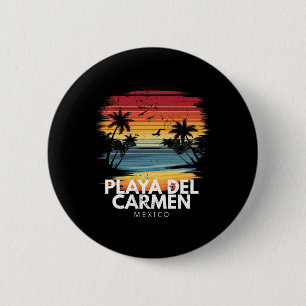 Badge Rond 5 Cm Playa Del Carmen Mexique Surfboard Surf Vintage