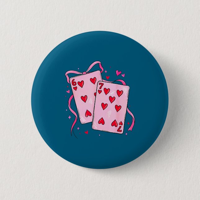 Badge Rond 5 Cm Playing Cards Valentine 6 7 Boys Girls Valentine S (Devant)