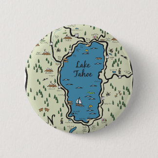 Badge Rond 5 Cm Pleine carte de région du lac Tahoe