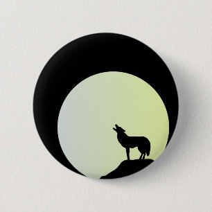 Badge Rond 5 Cm pleine lune de loup