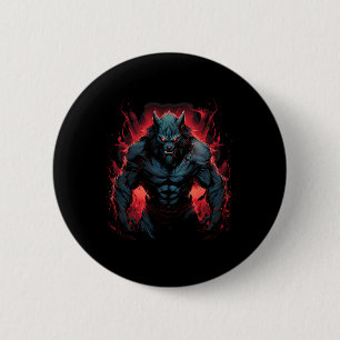 Badge Rond 5 Cm Pleine lune de loup-garou effrayant Costume d'Hall