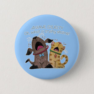 Badge Rond 5 Cm Pleurer sur un chien et un chat - Quelle honte de