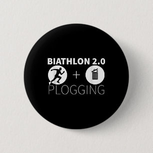 Badge Rond 5 Cm Plogging Biathlon 2.0 Jogging Et Pr De l'environne