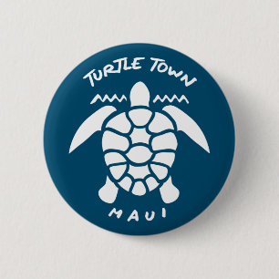 Badge Rond 5 Cm Plongée Avec Tortues De Mer - Turtle Town Maui