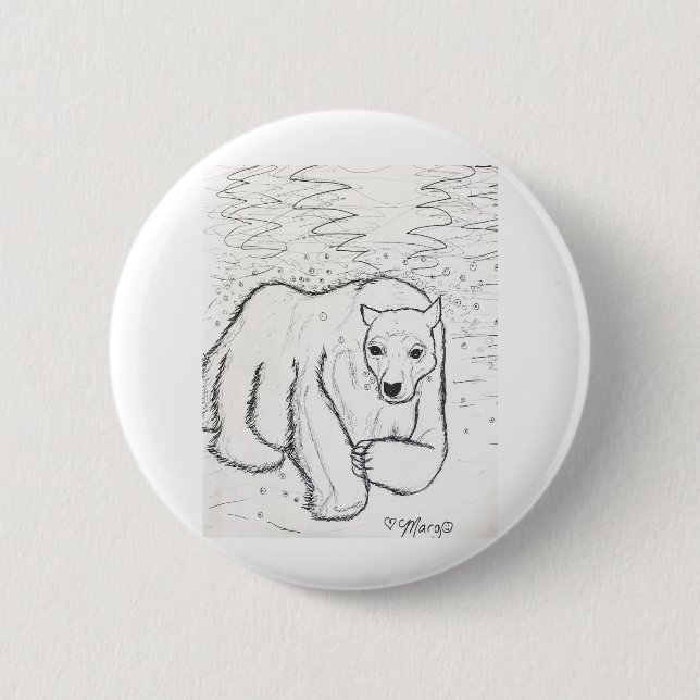 Badge Rond 5 Cm Plongée de l'ours polaire (Devant)