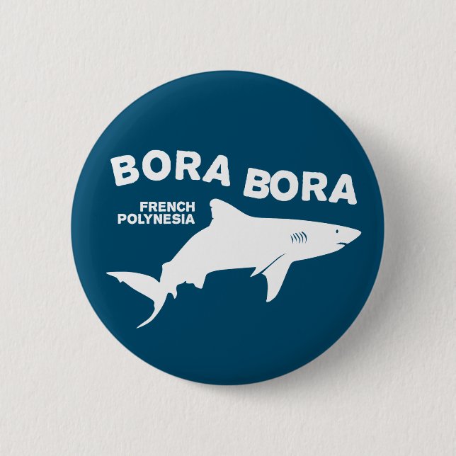 Badge Rond 5 Cm Plongée De Requin À Bora Bora (Devant)