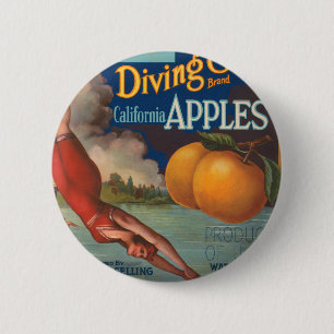 Badge Rond 5 Cm Plongée Fille Californie Pommes