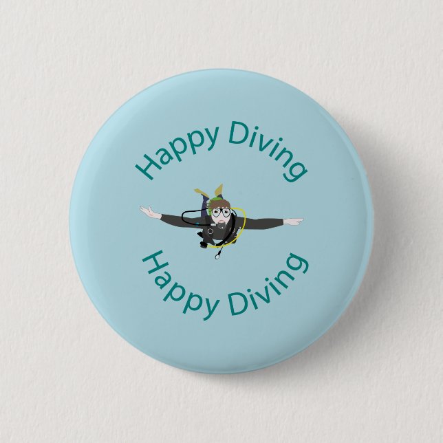 Badge Rond 5 Cm Plongée heureuse (Devant)