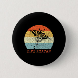 Badge Rond 5 Cm Plongée Roatan Vintage Rétro Tril Stingray Vacance