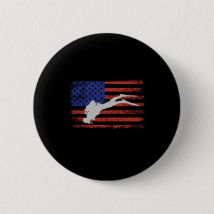 Badge Rond 5 Cm Plongée Sous-Marine Avec Drapeau Usa-Usa-Drapeau-D