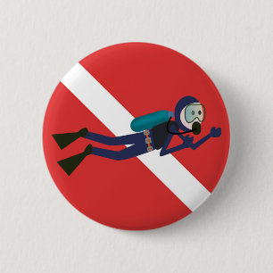BADGE ROND 5 CM PLONGEUR AUTONOME DRÔLE MIGNON AVEC LE CADEAU