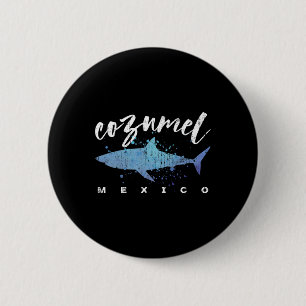 Badge Rond 5 Cm Plongeur de requin de Cozumel Mexique Vacances de