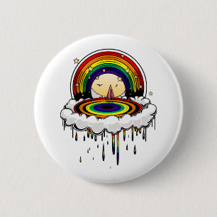 Badge Rond 5 Cm Pluie arc-en-ciel