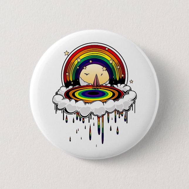 Badge Rond 5 Cm Pluie arc-en-ciel (Devant)