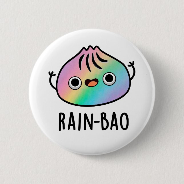 Badge Rond 5 Cm Pluie-bao Funny Arc-en-ciel Dimsum Bao Pun (Devant)