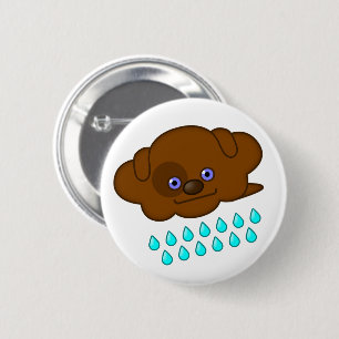 Badge Rond 5 Cm Pluie Brown Chien Cloud -